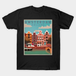 Amsterdam, Holland, Travel Poster T-Shirt